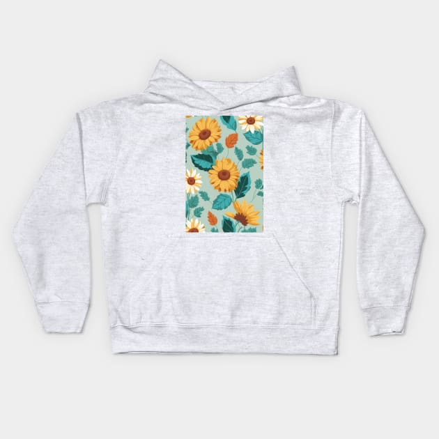 Pastel Colored Sunflowers Pattern Kids Hoodie by MelihsDump